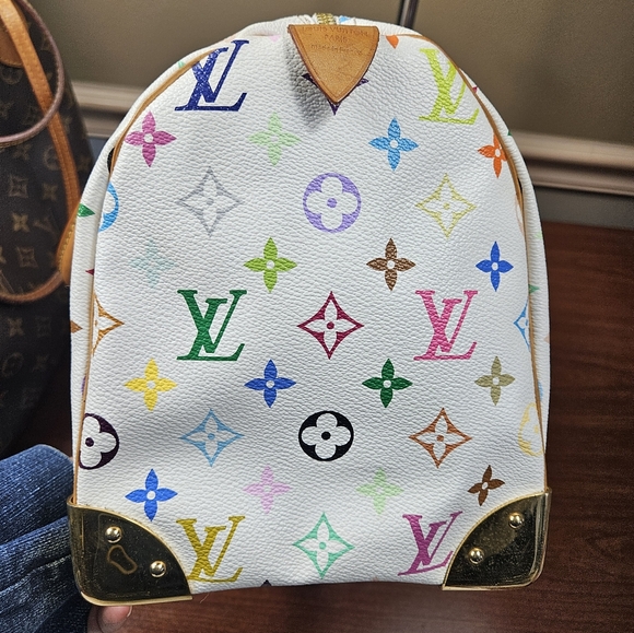 Auth Louis Vuitton Speedy 30 Multicolor White Satchel Handbag - Picture 15 of 15